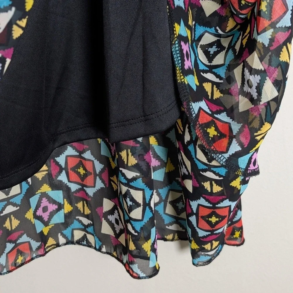 LuLaRoe Lola Skirt Women Small Red Geometric Chiffon Midi A-Line Elastic Waist